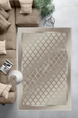 Makinede Yıkanabilir Leke Tutmaz  Bej-Vizon Dot Keçe Kaymaz Taban Modern Salon Saçaksız Halı B1284  BEJ-VİZON 200 x 300 thumbnail 6