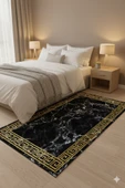 Kaymaz Taban Siyah Pvc Deri Yolluk Saçaksız 462-01   ÇOKLU 80 x 150 - 4