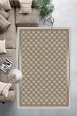 Makinede Yıkanabilir Leke Tutmaz  Bej-Vizon Dot Keçe Kaymaz Taban Modern Salon Saçaksız Halı B1290  BEJ-VİZON 80 x 150 thumbnail 6