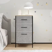 Çocuk 3 Çekmeceli Orta Boy Komodin Sehpa Gri 1603 - 2