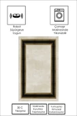 Makinede Yıkanabilir Leke Tutmaz  Gold-Siyah Pvc Deri Kaymaz Taban Çerçeve Salon Saçaksız Halı B1301  KREM-SİYAH 120 x 180 - 5