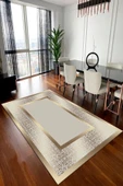 Makinede Yıkanabilir Leke Tutmaz  GOLD Modern Çerçeve Desen Halı B1327  80 x 300 GOLD - 3