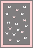 Makinede Yıkanabilir Leke Tutmaz  Gri-Pembe Pvc Deri Kaymaz Taban Kelebek Çocuk Saçaksız Halı H7120  ÇOKLU 80 x 150 - 2