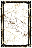 Makinede Yıkanabilir Leke Tutmaz  Beyaz-Gold Pvc Deri Kaymaz Taban Çerçeve Salon Saçaksız Halı O-1105-1  gold-beyaz-siyah 200 x 300 - 2