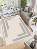 Makinede Yıkanabilir Leke Tutmaz  Vizon Makina Dokuma Kaymaz Taban Kenar Çizgi Halı Ald35  Gri 100 x 200 thumbnail 2