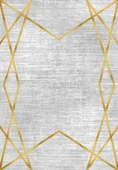 Makinede Yıkanabilir Leke Tutmaz  Gri-Gold Pvc Deri Kaymaz Taban Modern Salon Saçaksız Halı B1147  ÇOKLU 130 x 180 - 2