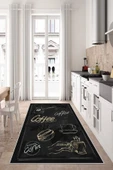 Makinede Yıkanabilir Leke Tutmaz  Siyah Dot Keçe Kaymaz Taban Coffe Mutfak Saçaksız Halı LB232  ÇOKLU 200 x 300 thumbnail 3