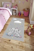 Makinede Yıkanabilir Leke Tutmaz  Gri Dot Keçe Kaymaz Taban Fil Çocuk Saçaksız Halı H7108  ÇOKLU 120 x 180 thumbnail 3