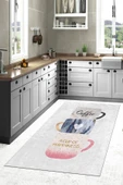 Makinede Yıkanabilir Leke Tutmaz  Gri Dot Keçe Kaymaz Taban Coffe Mutfak Saçaksız Halı M57  ÇOKLU 160 x 230 thumbnail 1