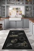 Makinede Yıkanabilir Leke Tutmaz  Siyah Dot Keçe Kaymaz Taban Coffe Mutfak Saçaksız Halı LB232  ÇOKLU 200 x 300 thumbnail 1