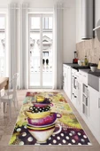 Makinede Yıkanabilir Leke Tutmaz  Multi Dot Keçe Kaymaz Taban Vintage Mutfak Saçaksız Halı LB107  ÇOKLU 120 x 180 thumbnail 3