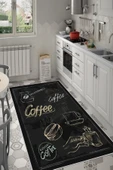 Makinede Yıkanabilir Leke Tutmaz  Siyah Dot Keçe Kaymaz Taban Coffe Mutfak Saçaksız Halı LB232  ÇOKLU 200 x 300 thumbnail 2