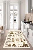 Makinede Yıkanabilir Leke Tutmaz  Krem Dot Keçe Kaymaz Taban Coffe Mutfak Saçaksız Halı LB211  ÇOKLU 160 x 230 thumbnail 4