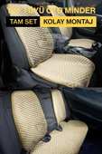 Volkswagen Polo, Golf, Jetta, Bora, Caddy Uyumlu Ön Arka Tay Tüyü Koltuk Minderi Krem -7 Parça- - 1