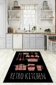 Makinede Yıkanabilir Leke Tutmaz  Siyah Dot Keçe Kaymaz Taban Retro Kıtchen Mutfak Saçaksız Halı LB234  ÇOKLU 100 x 200 thumbnail 4