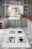 Makinede Yıkanabilir Leke Tutmaz  Gri Dot Keçe Kaymaz Taban Tasarım Mutfak Saçaksız Halı MM355  ÇOKLU 80 x 150 thumbnail 2