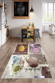 Makinede Yıkanabilir Leke Tutmaz  Multi Dot Keçe Kaymaz Taban Vintage Mutfak Saçaksız Halı MM342  ÇOKLU 80 x 200 thumbnail 2