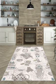 Makinede Yıkanabilir Leke Tutmaz  Krem Dot Keçe Kaymaz Taban Vintage Mutfak Saçaksız Halı LB228  ÇOKLU 180 x 280 thumbnail 5