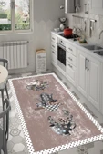 Makinede Yıkanabilir Leke Tutmaz  Pudra Dot Keçe Kaymaz Taban Tasarım Mutfak Saçaksız Halı LB238  ÇOKLU 100 x 300 thumbnail 3