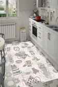 Makinede Yıkanabilir Leke Tutmaz  Krem Dot Keçe Kaymaz Taban Vintage Mutfak Saçaksız Halı LB228  ÇOKLU 180 x 280 thumbnail 3