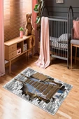 Makinede Yıkanabilir Leke Tutmaz  Multi Pvc Deri Kaymaz Taban Tasarım Çocuk Saçaksız Halı H7049  ÇOKLU 100 x 300 - 1