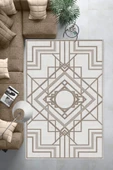 Makinede Yıkanabilir Leke Tutmaz  Vizon Dot Keçe Kaymaz Taban Lobohemart Salon Saçaksız Halı B1202  VİZON 120 x 180 - 6