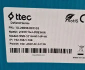 Ttec NVR-3216HM/16P-4K 16 Kanal 16 PoE 2 Sata H.265+ 4K NVR Kayit Cihazı thumbnail 2