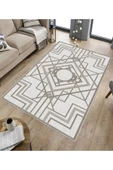 Makinede Yıkanabilir Leke Tutmaz  Vizon Dot Keçe Kaymaz Taban Lobohemart Salon Saçaksız Halı B1202  VİZON 120 x 180 - 5