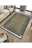 Makinede Yıkanabilir Leke Tutmaz  GOLD-SİYAH Kaymaz Taban Halı B1174  GOLD-SİYAH 160 x 230 - 4