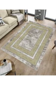 Makinede Yıkanabilir Leke Tutmaz  Gold-Krem Pvc Deri Kaymaz Taban Modern Salon Saçaksız Halı B1177  GOLD-KREM 80 x 300 - 5