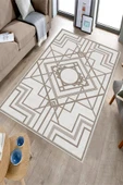 Makinede Yıkanabilir Leke Tutmaz  Vizon Dot Keçe Kaymaz Taban Lobohemart Salon Saçaksız Halı B1202  VİZON 120 x 180 - 3