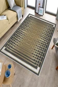 Makinede Yıkanabilir Leke Tutmaz  GOLD-SİYAH Kaymaz Taban Halı B1174  GOLD-SİYAH 160 x 230 - 2