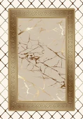 Makinede Yıkanabilir Leke Tutmaz  Krem-Vizon Pvc Deri Kaymaz Taban Versace Salon Saçaksız Halı B1281  KREM-VİZON 80 x 300 - 2