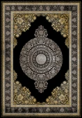 Makinede Yıkanabilir Leke Tutmaz  Siyah Pvc Deri Kaymaz Taban Göbekli Salon Saçaksız Halı E4158  SİYAH 160 x 230 - 2