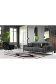 Makinede Yıkanabilir Leke Tutmaz  Vizon-Lacivert Pvc Deri Kaymaz Taban Göbekli Salon Saçaksız Halı 328-00  ÇOKLU 150 x 250 - 5