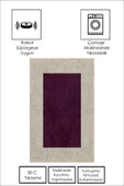 Makinede Yıkanabilir Leke Tutmaz  Bej-Mürdüm Pvc Deri Kaymaz Taban Modern Salon Saçaksız Halı B1326-2  BEJ-BORDO 80 x 200 - 5