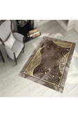 Makinede Yıkanabilir Leke Tutmaz  Kahve Pvc Deri Kaymaz Taban Tasarım Salon Saçaksız Halı 170-01  ÇOKLU 100 x 100 - 4