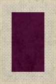 Makinede Yıkanabilir Leke Tutmaz  Bej-Mürdüm Pvc Deri Kaymaz Taban Modern Salon Saçaksız Halı B1326-2  BEJ-BORDO 200 x 300 - 2