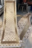 Makinede Yıkanabilir Leke Tutmaz  Dijital Baskılı Yıkanabilir Kaymaz Taban Salon Halısı Koridor Halısı Yolluk  Altın 100 x 500 - 4