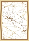 Makinede Yıkanabilir Leke Tutmaz  Gold-Beyaz Dot Keçe Kaymaz Taban Çerçeve Salon Saçaksız Halı B1286-1  GOLD-BEYAZ 80 x 150 - 2