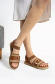 Albishoes Kadın Tokalı Şık Yazlık Sandalet Lastikli Hafif Rahat Taban Kadın Tek Bant Sandalet - 2