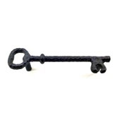 Antika Tarz Dekoratif Pirinç Anahtar Şeklinde Kapı Çekme Kolu, Mobilya, Sandık, Kutu Kulbu - 128mm, Oksit - 1