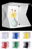 MERGEN STORE Katlanır Işıklı Fotoğraf Stüdyosu 40x40 cm 6 Renk Fonlu Ürün Çekimi İçin Uygun Fotoğraf Çekim Kutusu - 8
