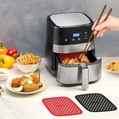 MERGEN STORE Renkli Isıya Dayanıklı Yıkanılabilir Silikon Fırın Ve Airfryer Kare Pişirme Matı 21,5 Cm - 4