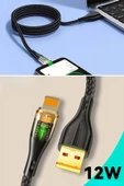 BUFFER® Led Işık Uçlu Sağlam İp Kablolu USB to Lightning Hızlı Şarj Kablosu - 6