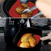 MERGEN STORE Renkli Isıya Dayanıklı Yıkanılabilir Silikon Fırın Ve Airfryer Kare Pişirme Matı 21,5 Cm - 7
