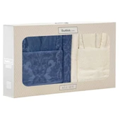 Özdilek Bornoz Seti Curve Krem-İndigo Aile Seti - 1