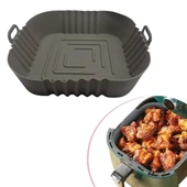 MERGEN STORE Renkli Isıya Dayanıklı Yıkanılabilir Silikon Fırın  Airfryer Kare Model Pişirme Matı 20 cm - 3