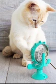 MERGEN STORE Vantuzlu Zilli İnteraktif Dönebilen Mama Kaplı Renkli Eğlenceli Eğitici Kedi Oyuncağı - 8