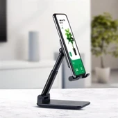 MERGEN STORE Siyah Aynalı Cep Telefonu Sabitleyici Stand Katlanabilir Ayarlanabilir Telefon Standı - 1